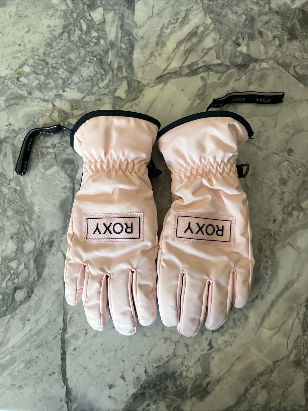 Roxy Kids Light Pink Ski Gloves with Black Trim